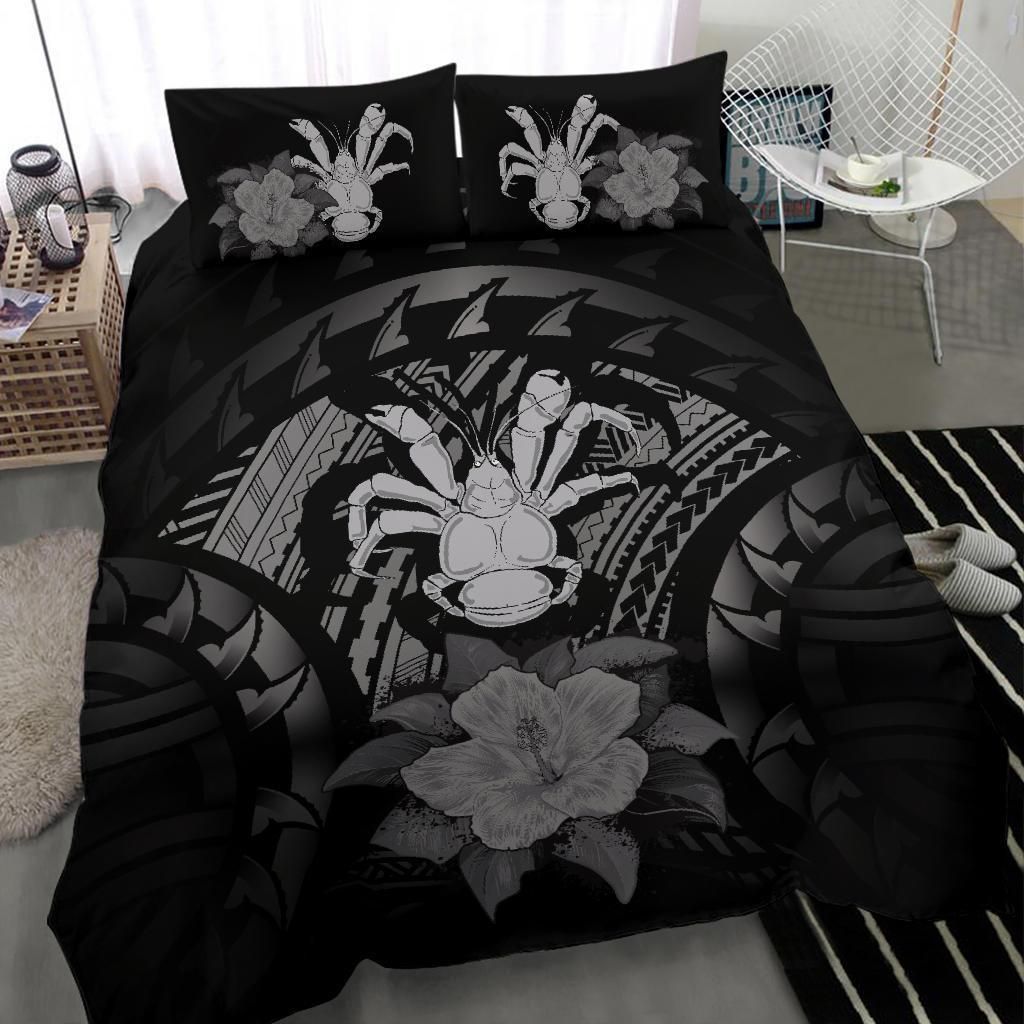 Niue Duvet Cover Set - Coconut Crab & Gray Hibiscus