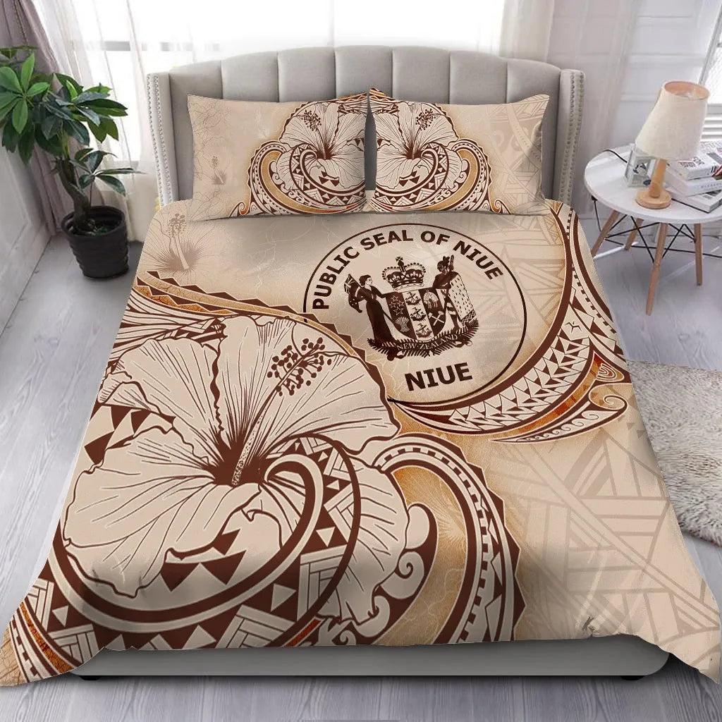 Niue Bedding Set - Hibiscus Flower Vintage Style
