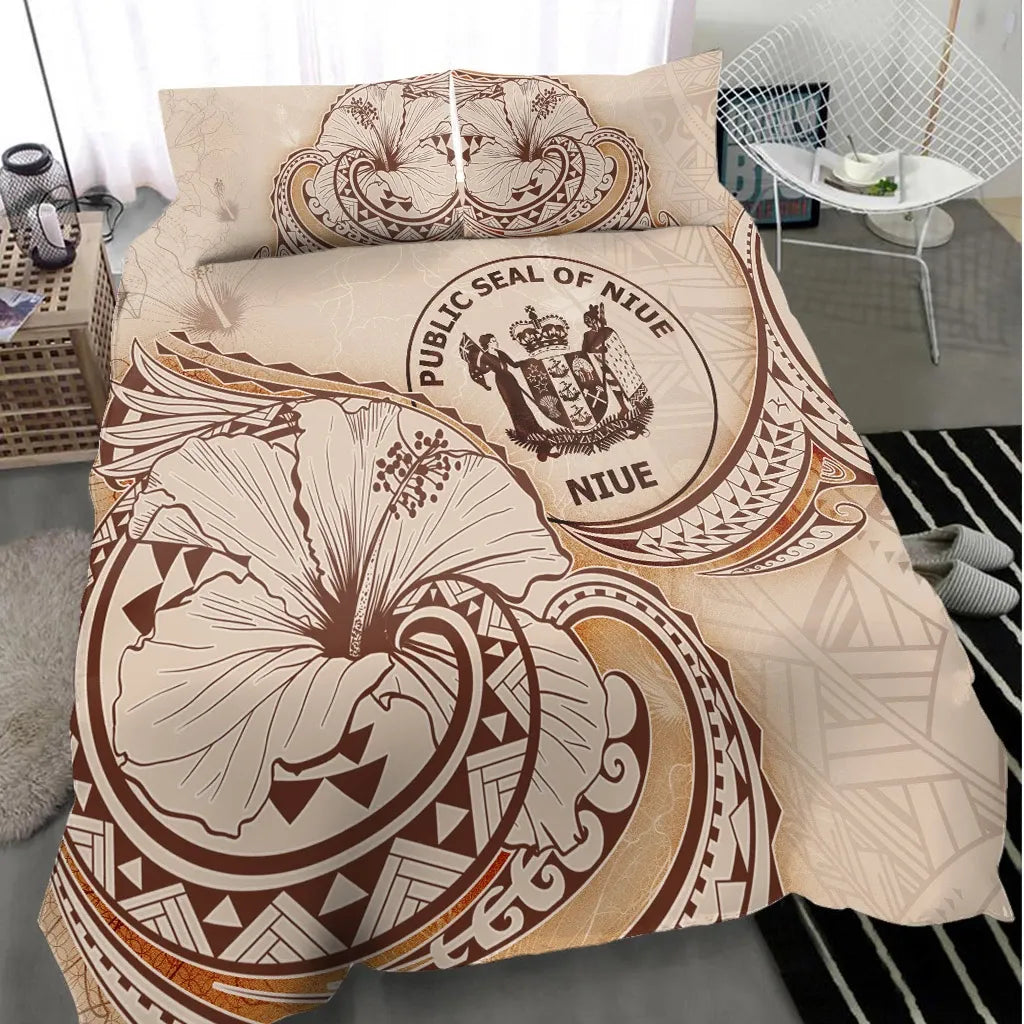 Niue Bedding Set - Hibiscus Flower Vintage Style