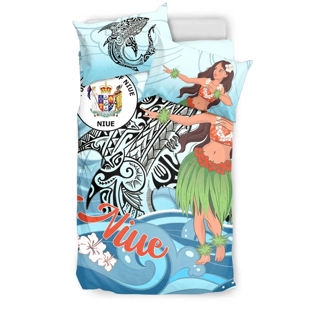 Niue Bedding Set - Polynesian Girls With Shark