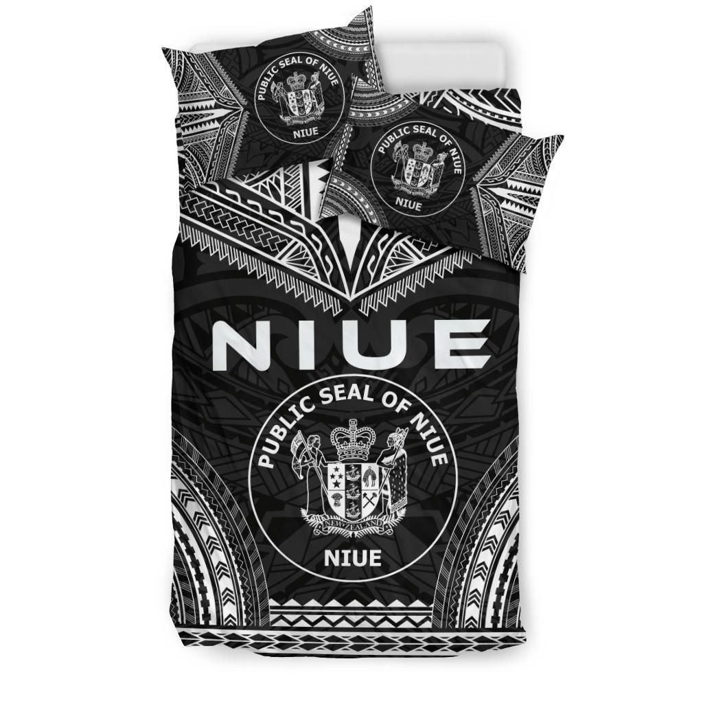 Niue Polynesian Chief Duvet Cover Set - Black Version