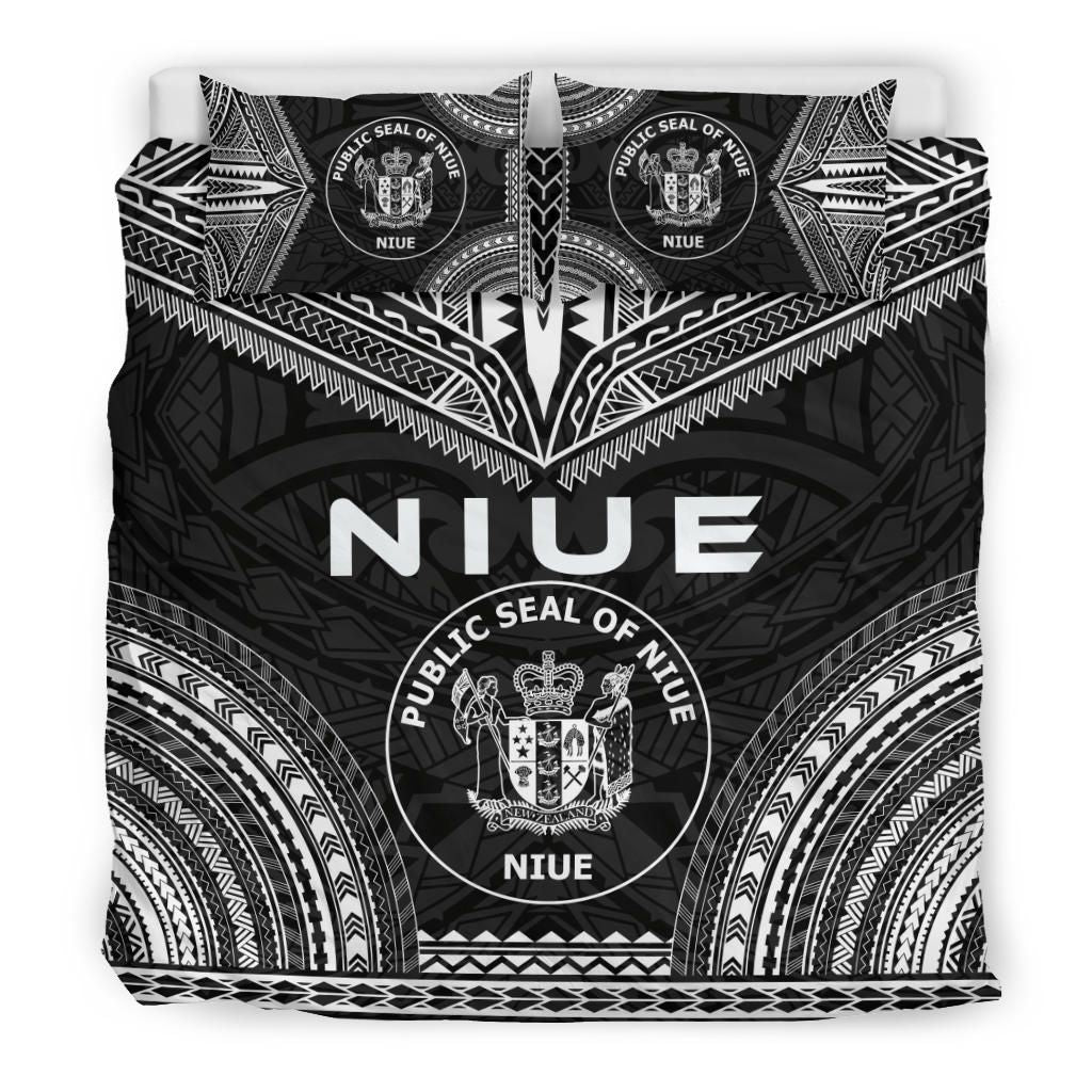 Niue Polynesian Chief Duvet Cover Set - Black Version