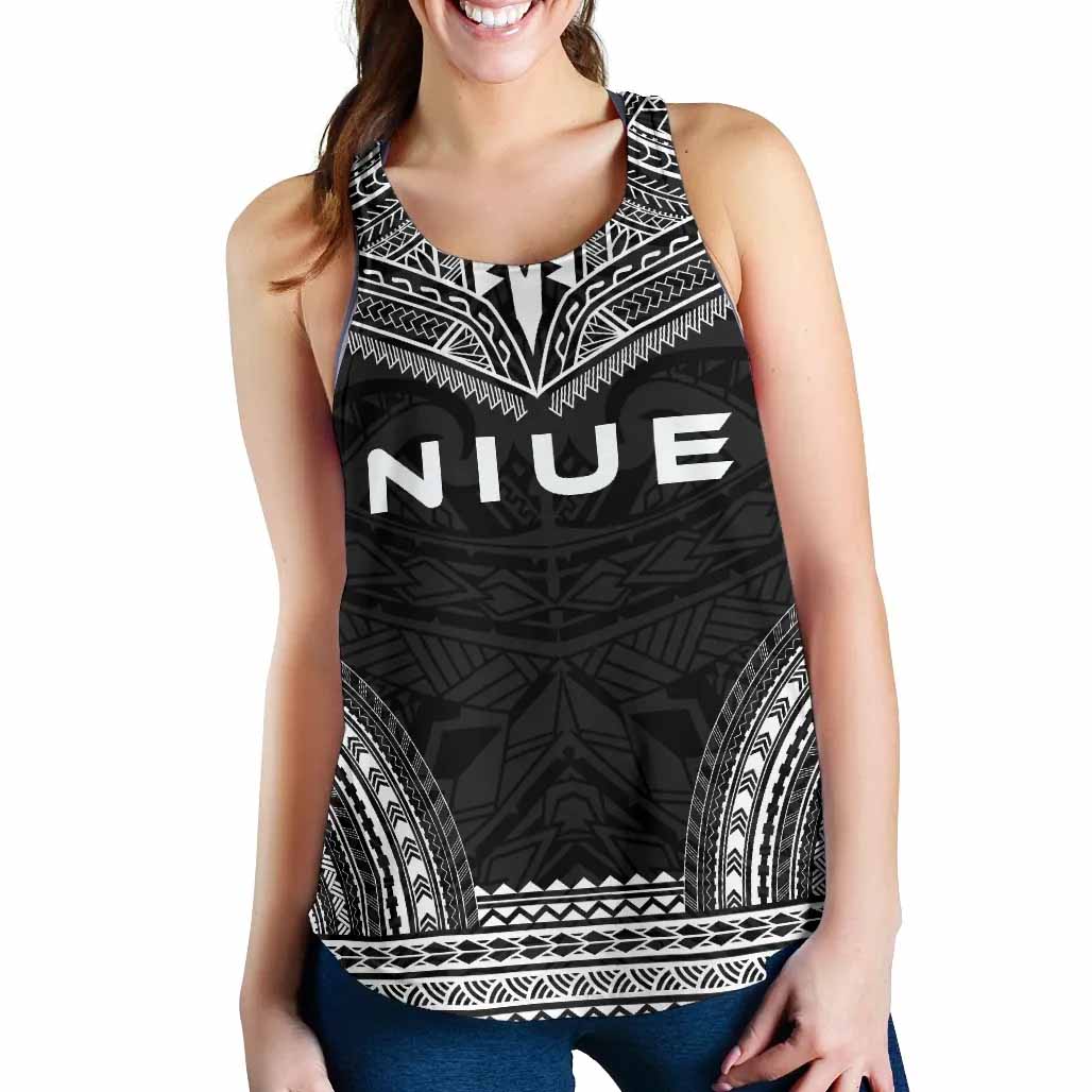 Niue Women Racerback Tank - Polynesian Chief Black Version