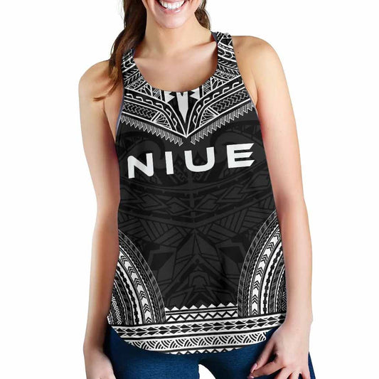 Niue Women Racerback Tank - Polynesian Chief Black Version