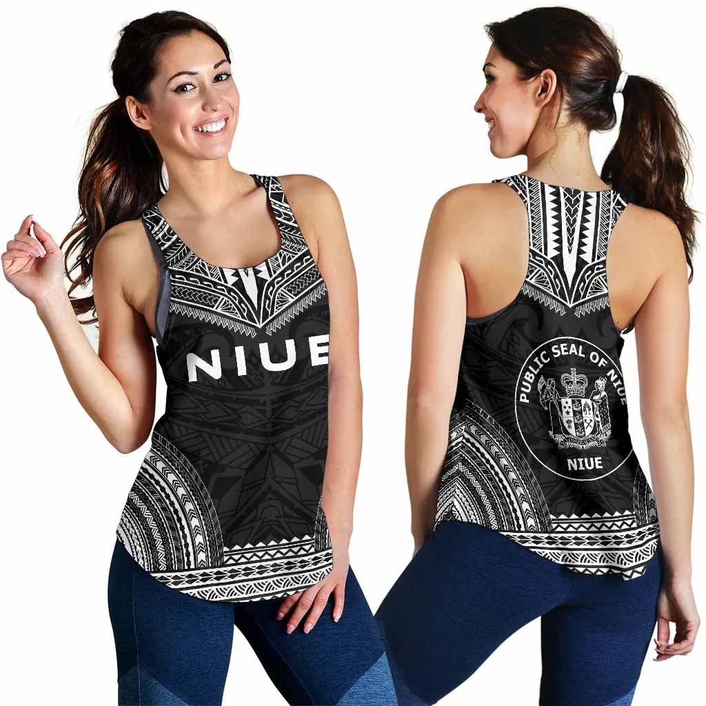 Niue Women Racerback Tank - Polynesian Chief Black Version