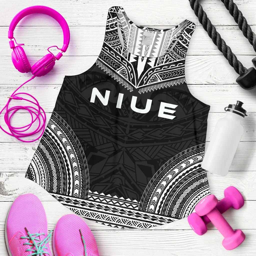 Niue Women Racerback Tank - Polynesian Chief Black Version