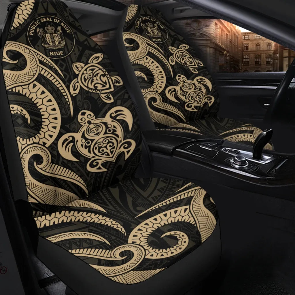 Niue Car Seat Covers - Gold Tentacle Turtle