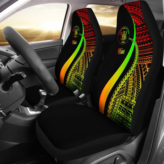 Niue Car Seat Covers - Reggae Polynesian Tentacle Tribal Pattern