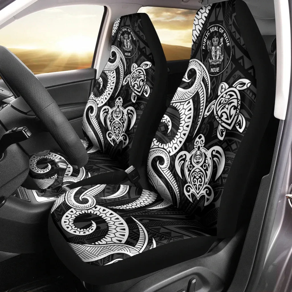 Niue Car Seat Covers - White Tentacle Turtle