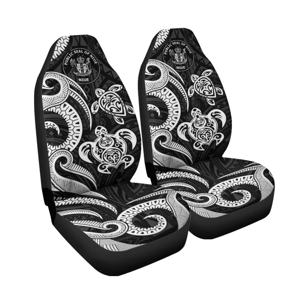 Niue Car Seat Covers - White Tentacle Turtle