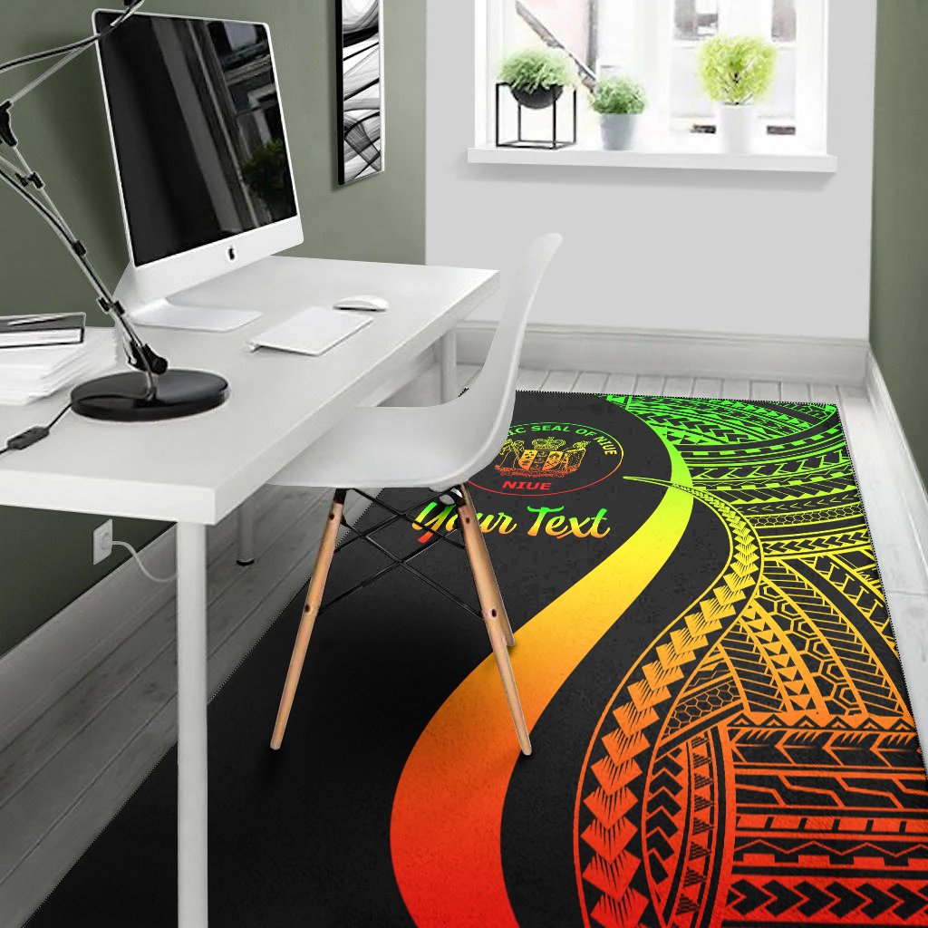 Niue Custom Personalised Area Rug - Reggae Polynesian Tentacle Tribal Pattern