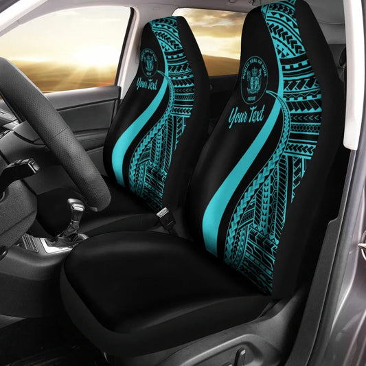 Niue Custom Personalised Car Seat Covers - Turquoise Polynesian Tentacle Tribal Pattern