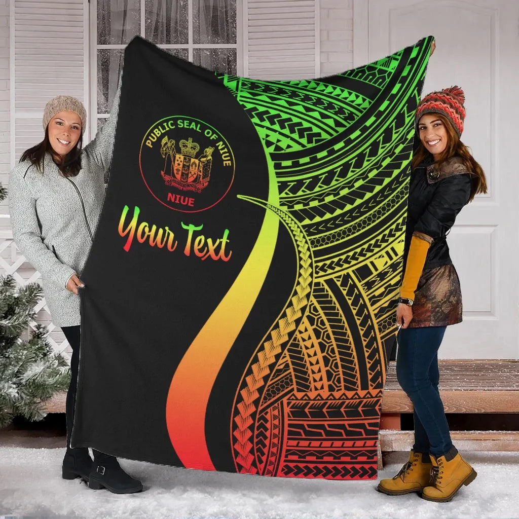 Niue Custom Personalised Premium Blanket - Reggae Polynesian Tentacle Tribal Pattern