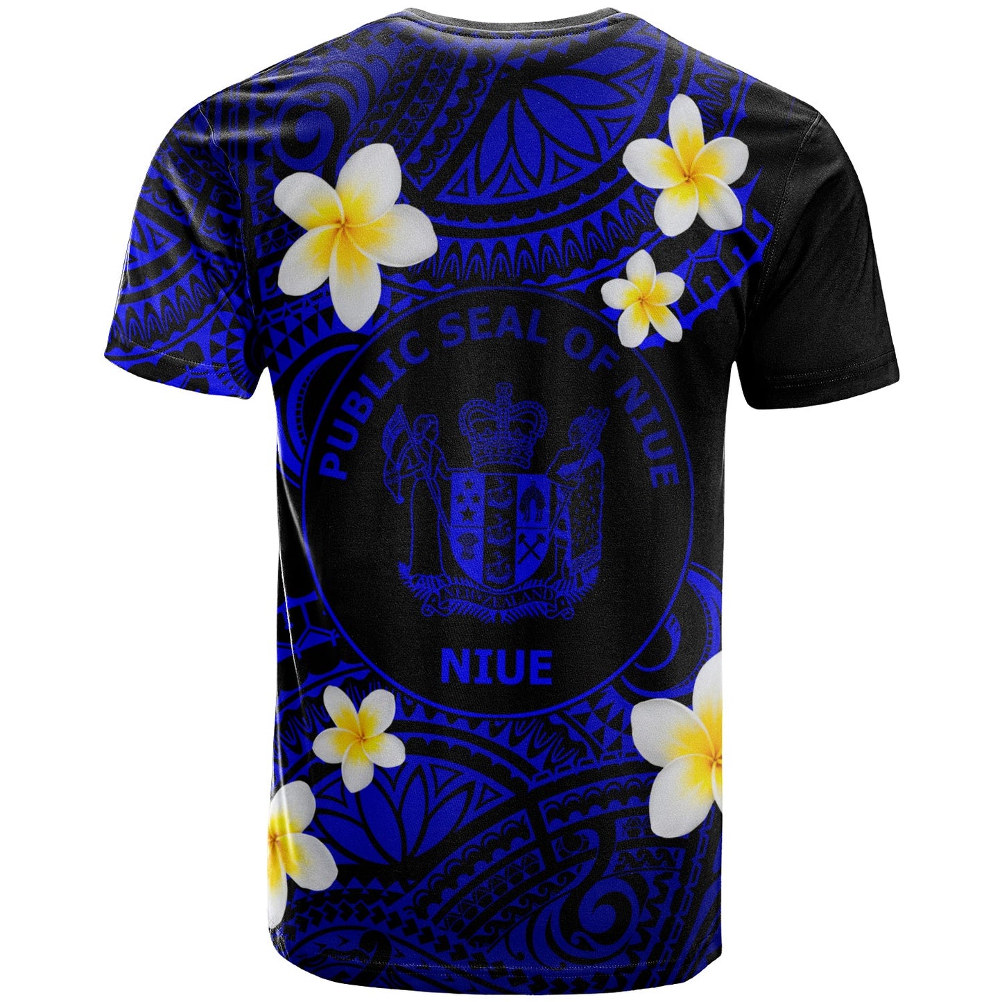 Niue Custom Personalised T-Shirt - Plumeria Polynesian Vibe Blue