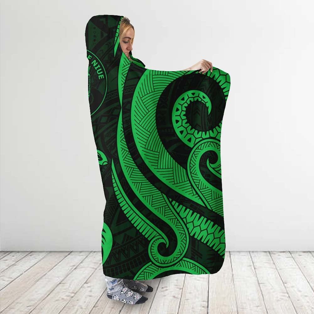 Niue Hooded Blanket - Green Tentacle Turtle