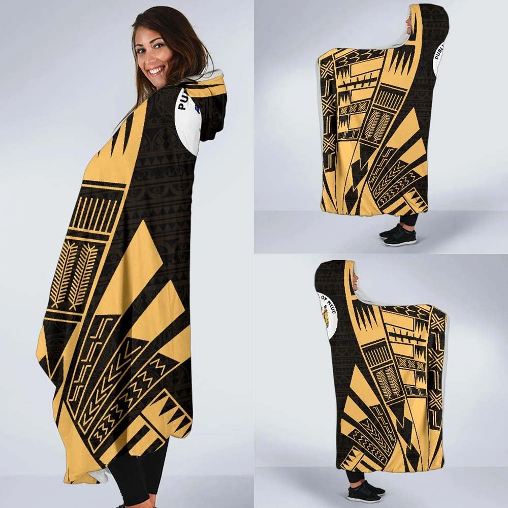 Niue Hooded Blanket - Polynesian Tattoo Gold