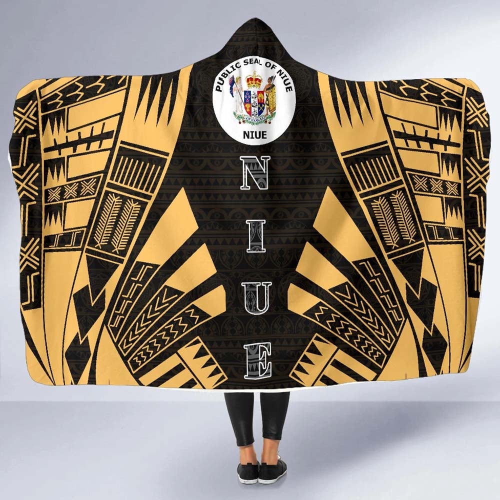 Niue Hooded Blanket - Polynesian Tattoo Gold