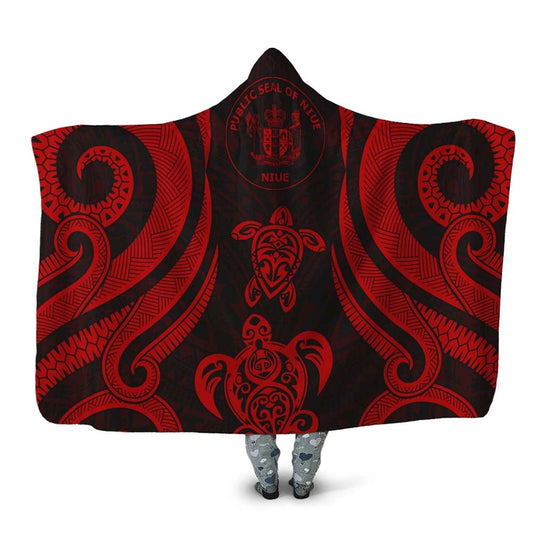 Niue Hooded Blanket - Red Tentacle Turtle
