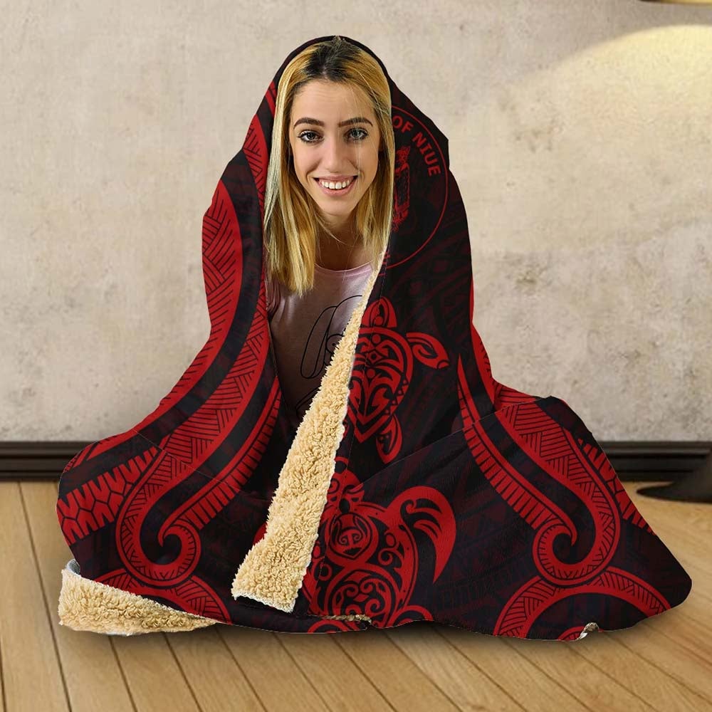 Niue Hooded Blanket - Red Tentacle Turtle