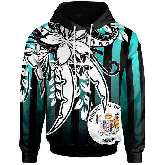 Niue Hoodie - Cyan Vertical Stripes Style