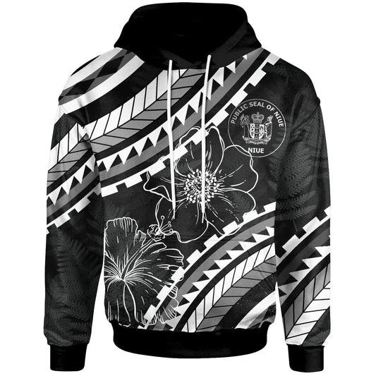 Niue Hoodie -  Palm Leaf Texture Black