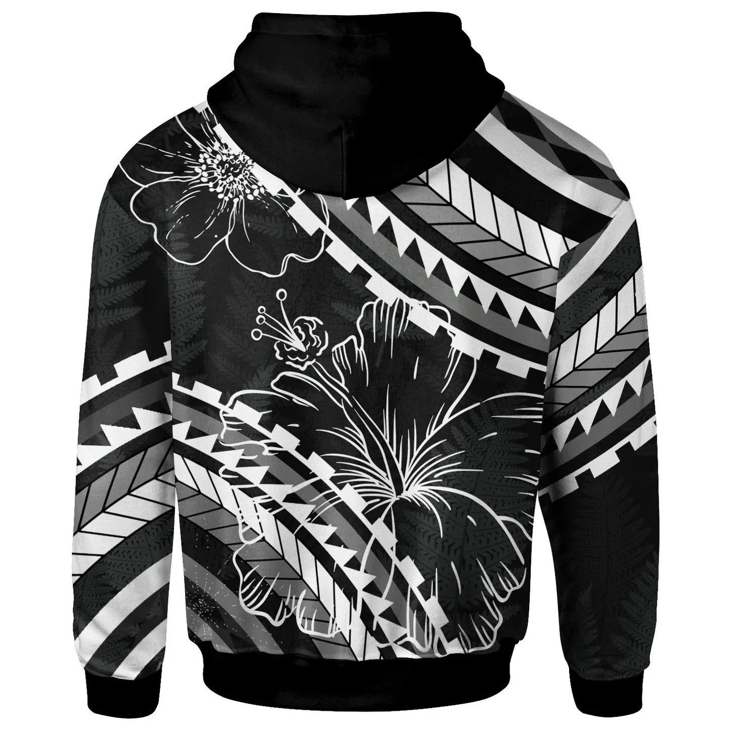 Niue Hoodie - Palm Leaf Texture Black