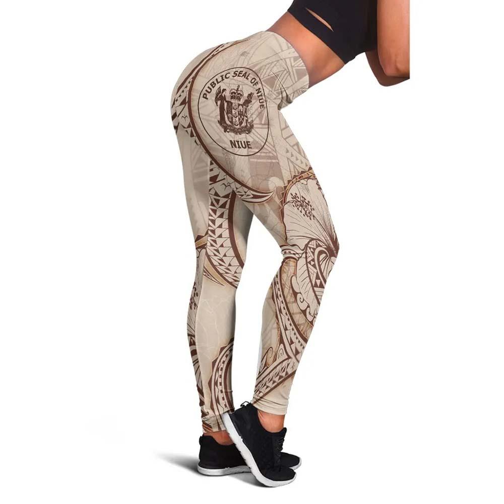 Niue Legging - Hibiscus Flowers Vintage Style
