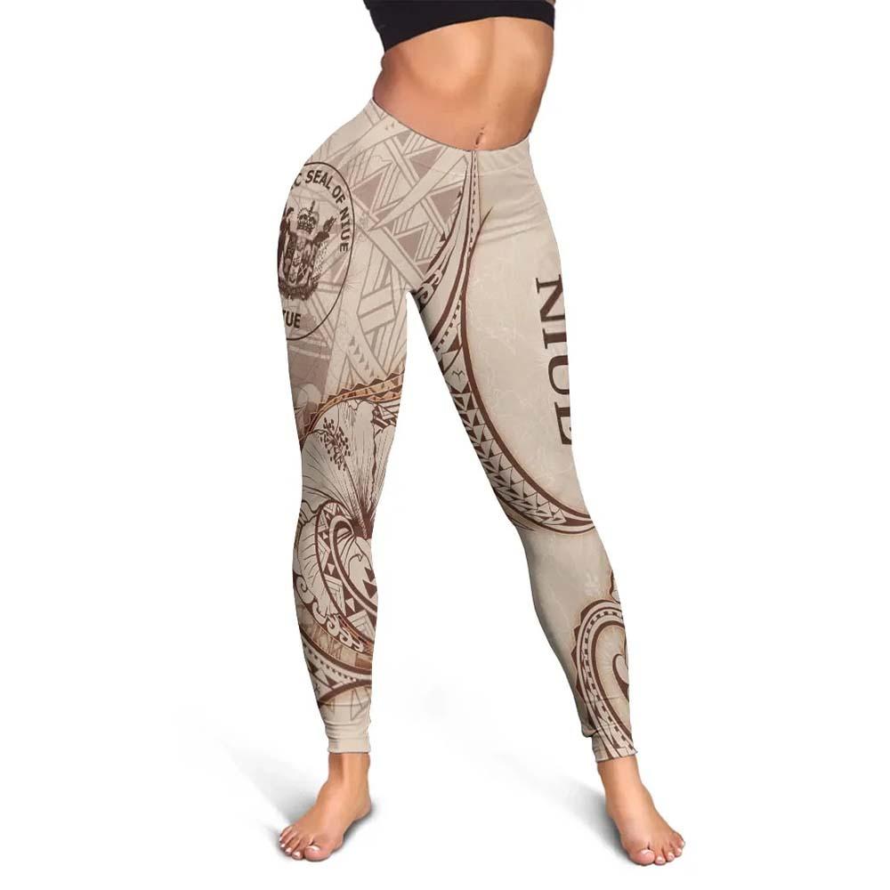 Niue Legging - Hibiscus Flowers Vintage Style