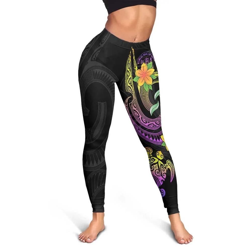 Niue Legging - Plumeria Flowers with Spiral Patterns