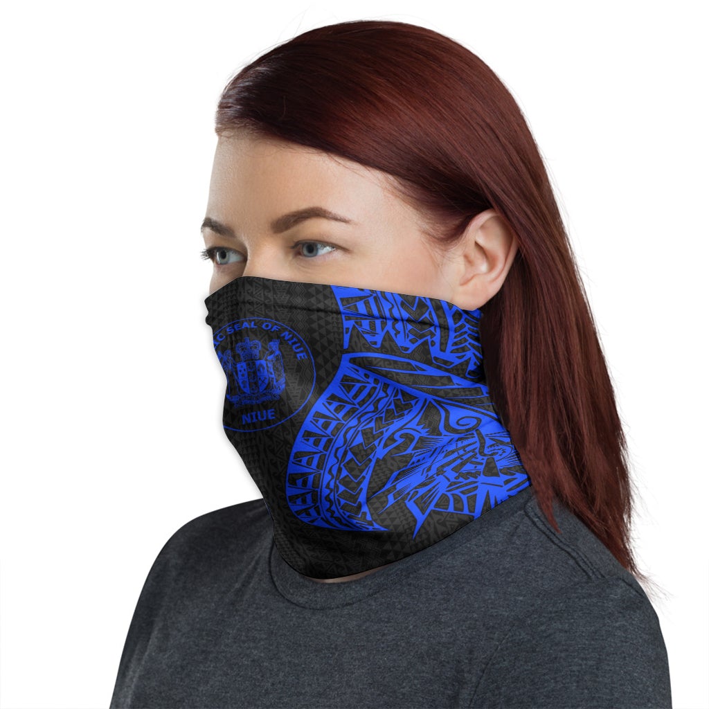 Niue Neck Gaiter - Polynesian Pattern Blue