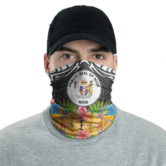Niue Neck Gaiter - Tribal Floral Pattern