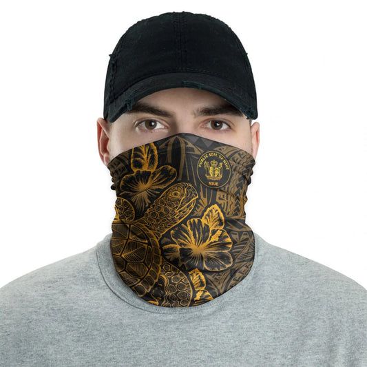 Niue Neck Gaiter - Turtle Hibiscus Gold