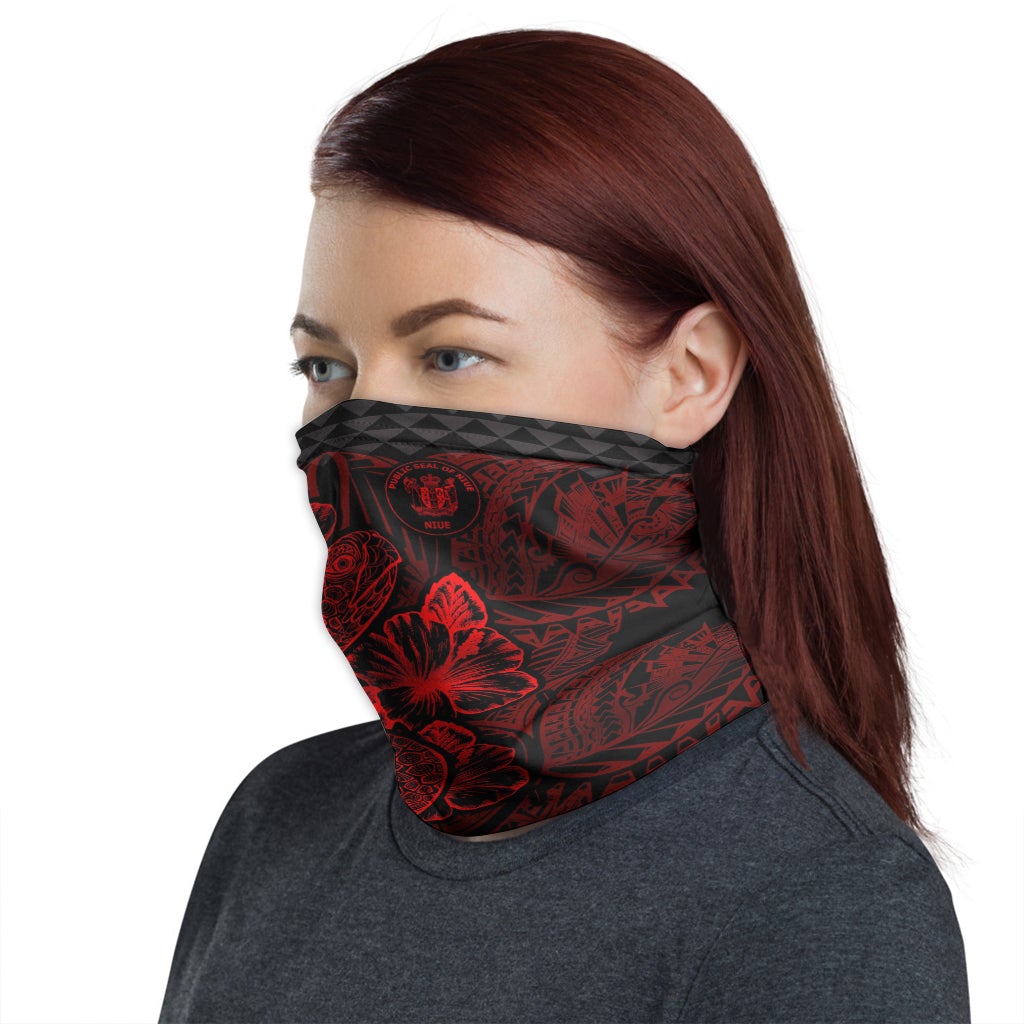 Niue Neck Gaiter - Turtle Hibiscus Red