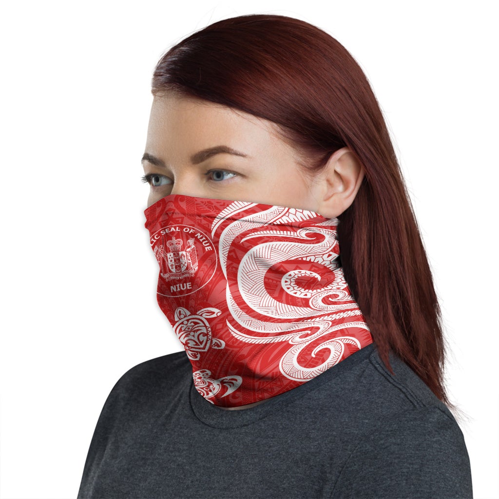 Niue Neck Gaiter - Turtle Tentacle White Red
