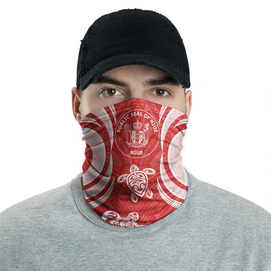 Niue Neck Gaiter - Turtle Tentacle White Red