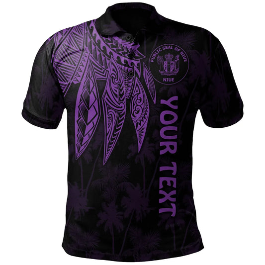 Niue Personalised Polo - Polynesian Wings (Purple)
