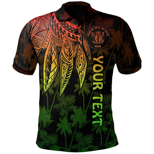 Niue Personalised Polo - Polynesian Wings (Reggae)