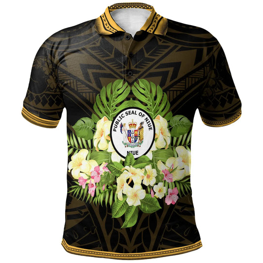 Niue Polo Shirt - Polynesian Gold Patterns Collection
