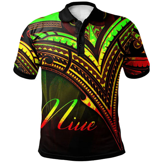 Niue Polo Shirt -  Reggae Color Cross Style