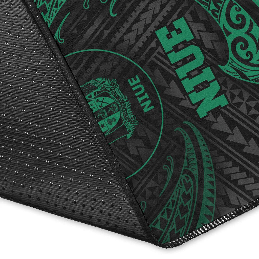 Niue Polynesian Area Rug - Green Tribal Wave