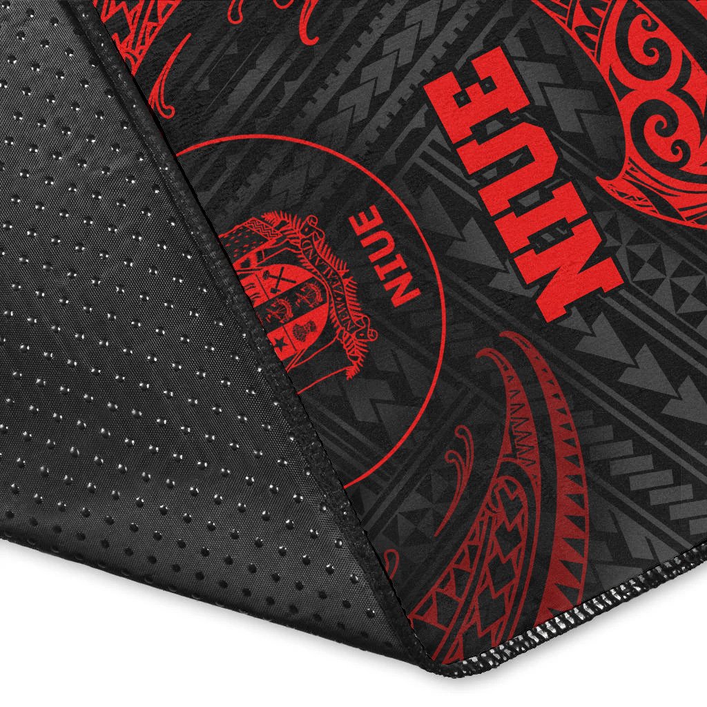 Niue Polynesian Area Rug - Red Tribal Wave