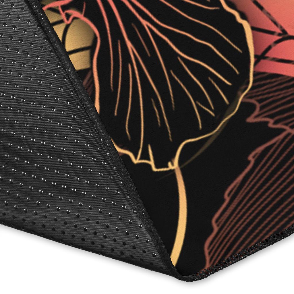 Niue Polynesian Area Rugs - Turtle With Blooming Hibiscus Gold