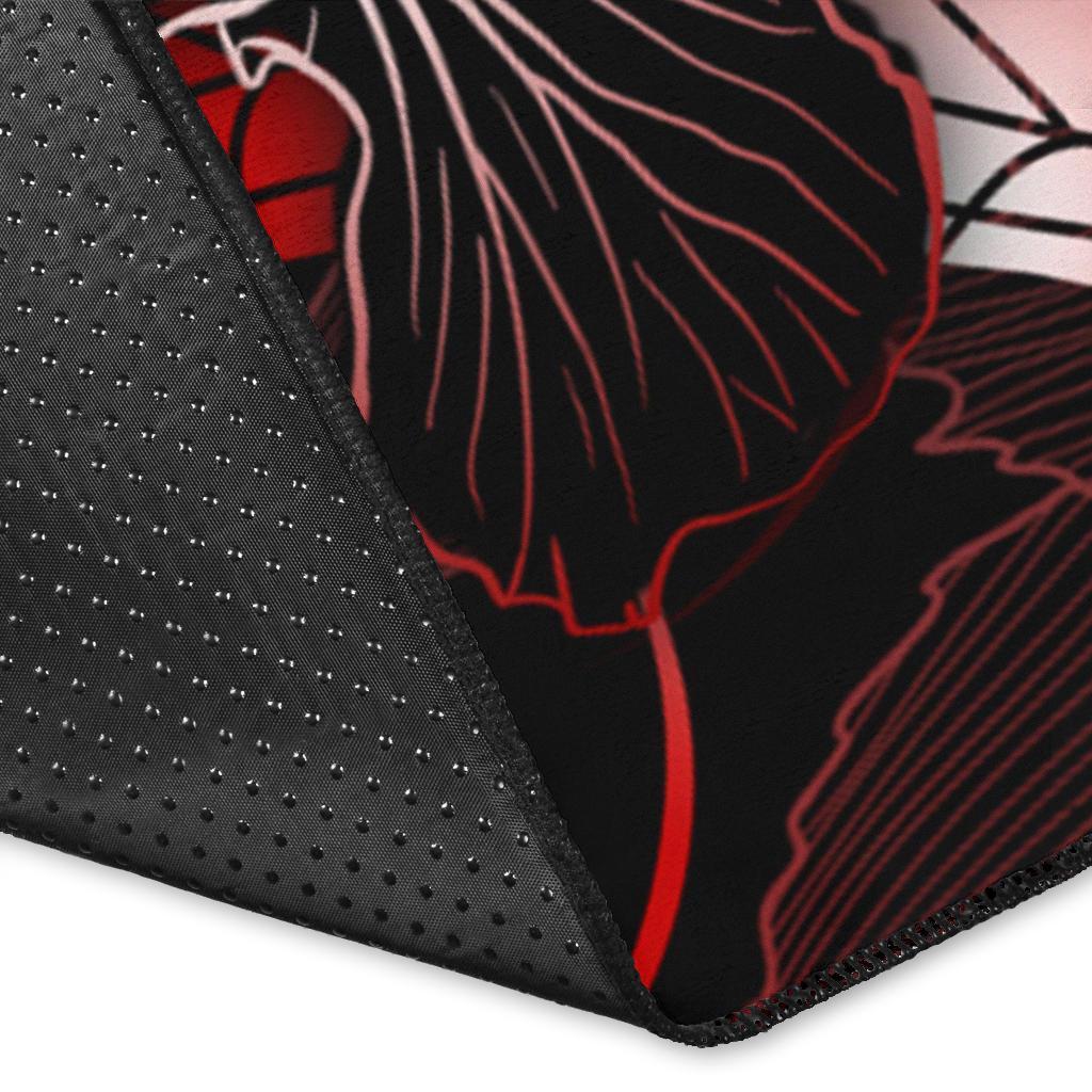 Niue Polynesian Area Rugs - Turtle With Blooming Hibiscus Red
