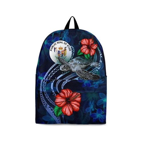 Niue Polynesian Backpack - Blue Turtle Hibiscus