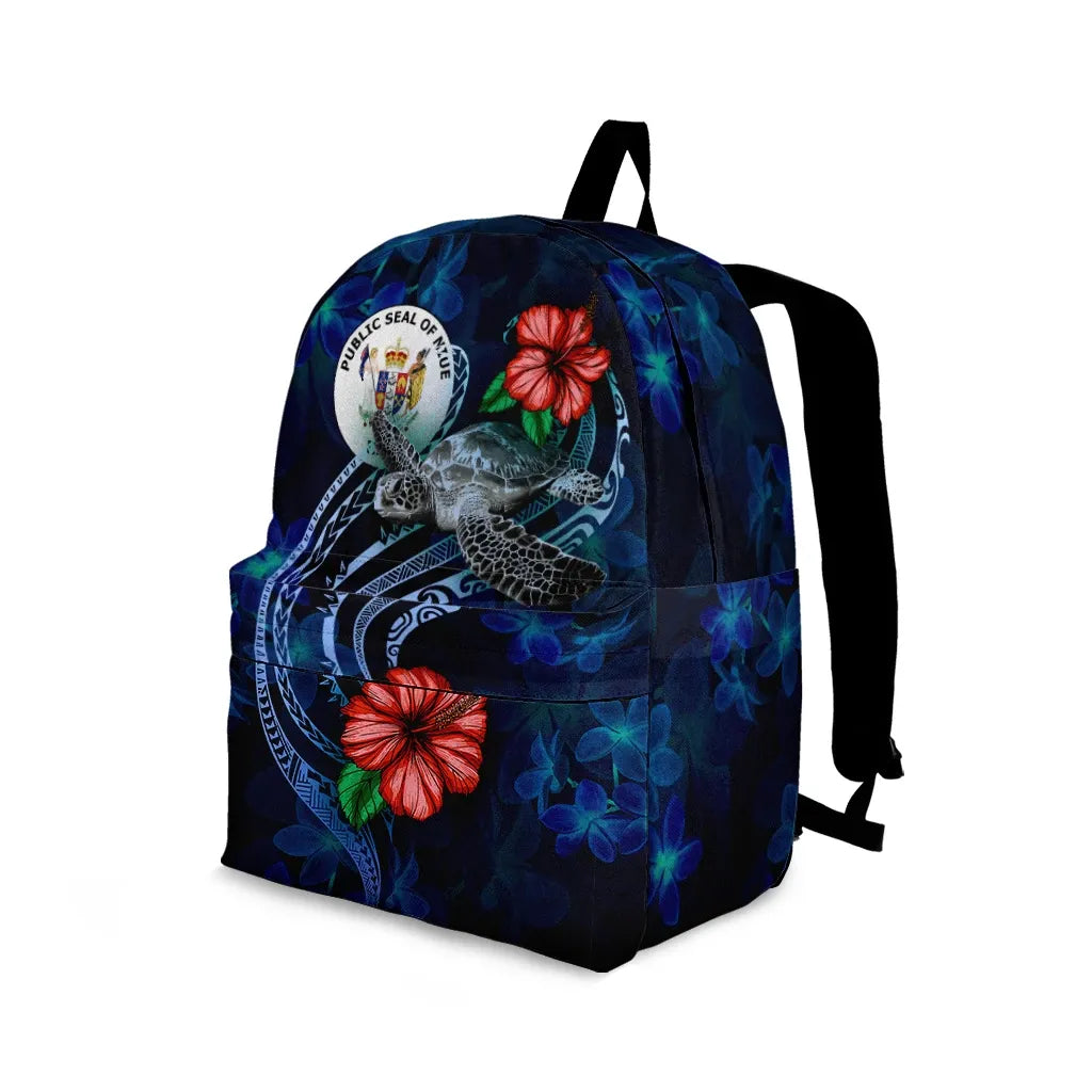 Niue Polynesian Backpack - Blue Turtle Hibiscus