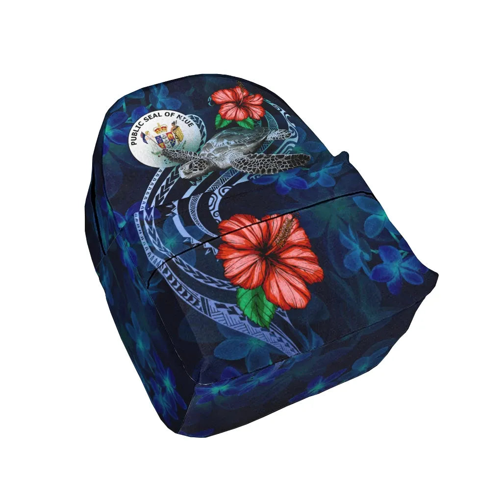 Niue Polynesian Backpack - Blue Turtle Hibiscus