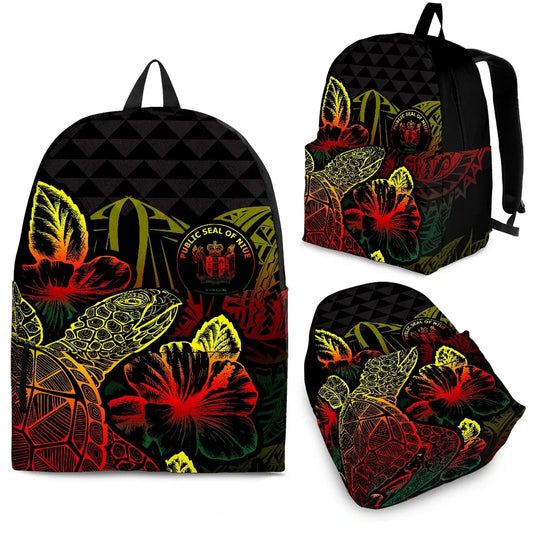 Niue Polynesian Backpack Turtle Hibiscus Reggae