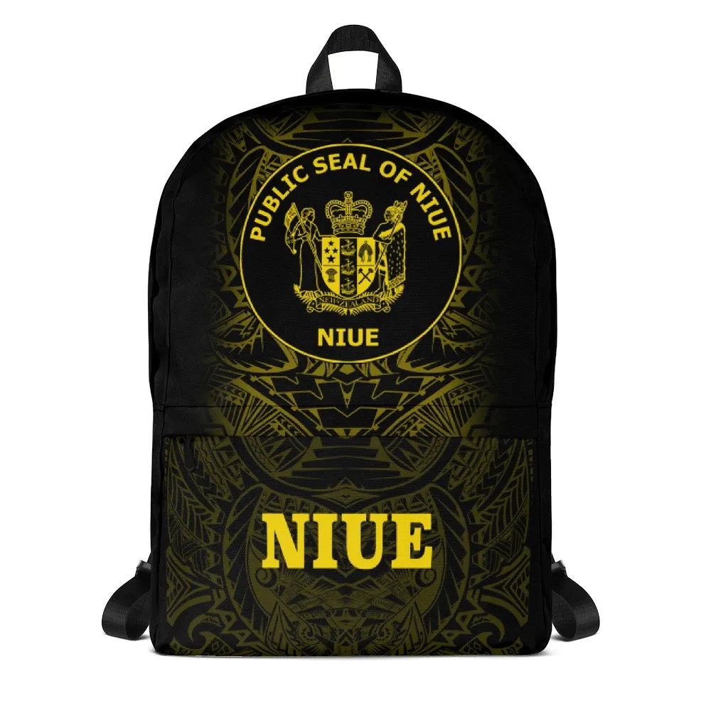 Niue Polynesian Backpack - Yellow Tribal Pattern