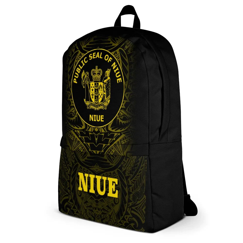 Niue Polynesian Backpack - Yellow Tribal Pattern