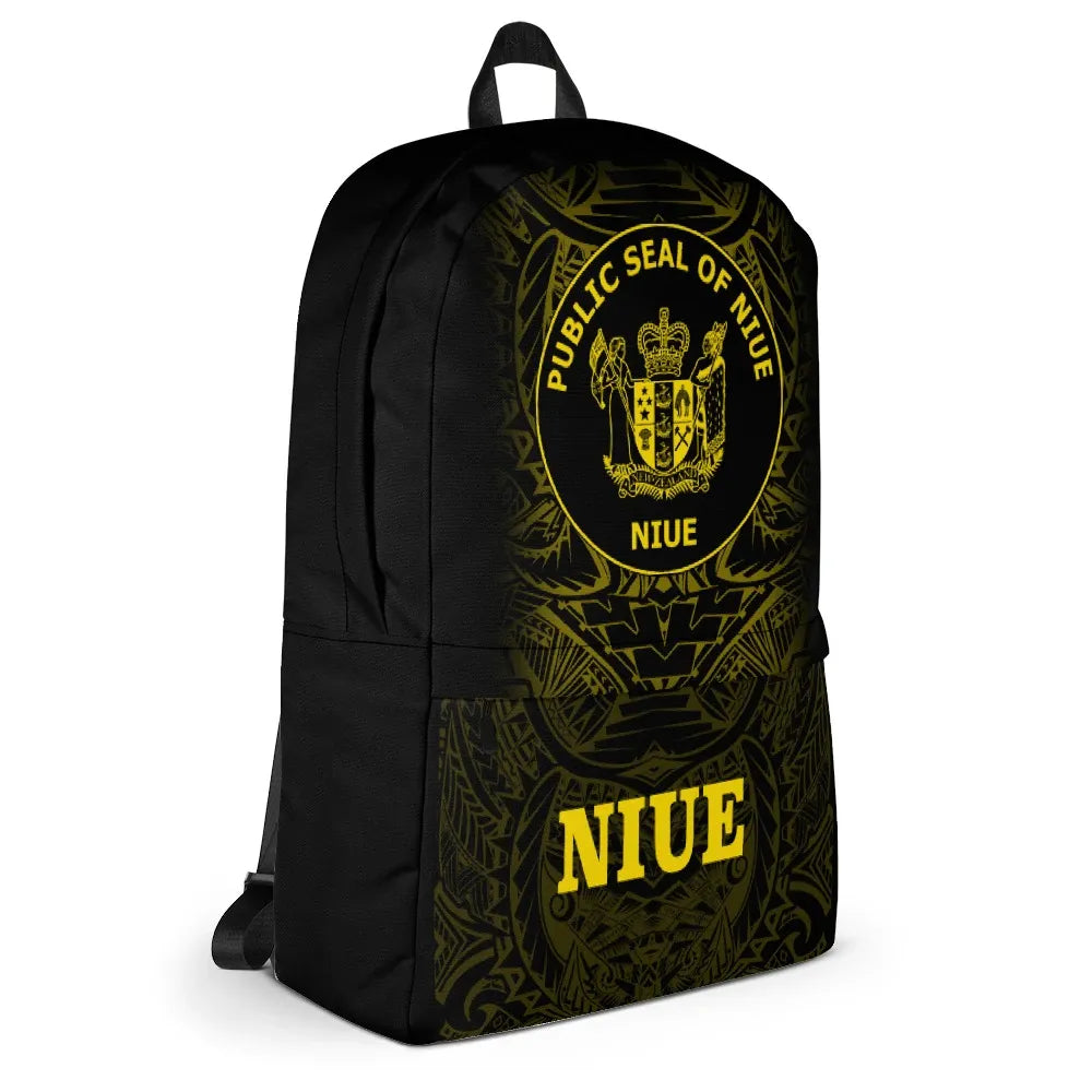 Niue Polynesian Backpack - Yellow Tribal Pattern